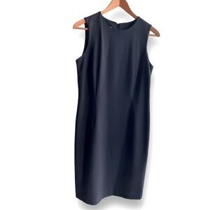 Talbots Petite Black Midi Stretch Shift Sleeveless Dress with Zip Back